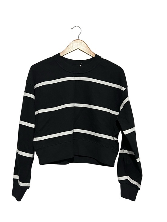 lululemon athletica Tops - Lululemon Perfectly Oversized Cropped Crew Stripe Women's 4 Black White